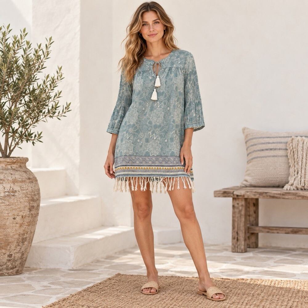 Roberta Roller Rabbit Top Womens XS Dihn Meena Kurta Indigo Suze Tunic Dress